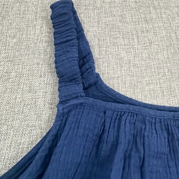 NEW! a.n.a A‎ New Approach Tank Top Blue Pleated Petite Medium $32 Scoop Neck - Picture 9 of 10